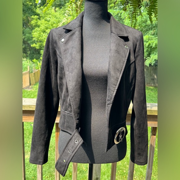 Have Black Faux Suede Women's Moto style Jacket medium - Picture 7 of 9